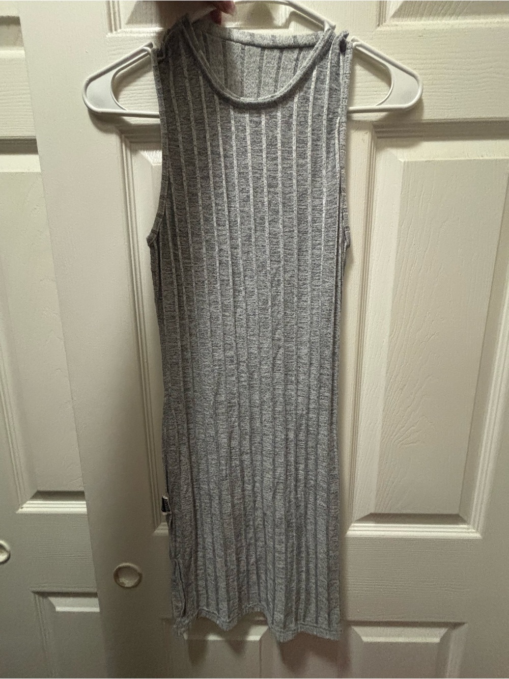 SHEIN Light Gray Ribbed Sleeveless Mini Dress